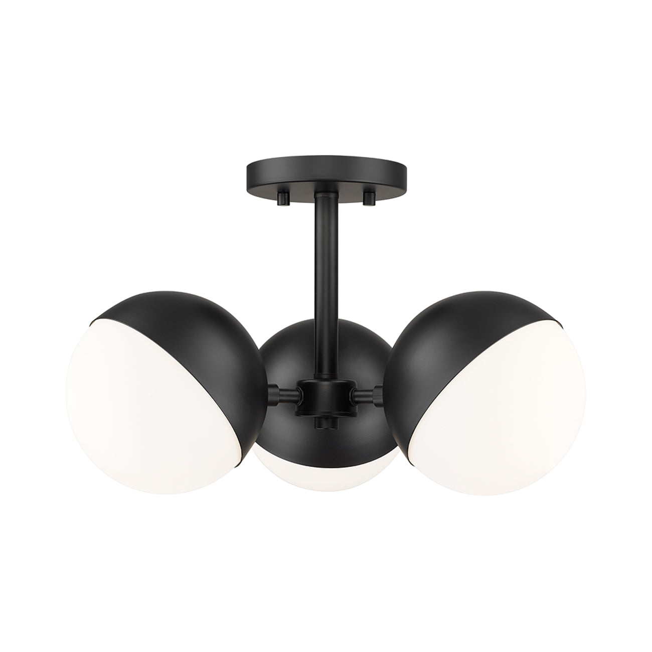 Realm Sphere Semi Flush Mount Ceiling Light in Matte Black.