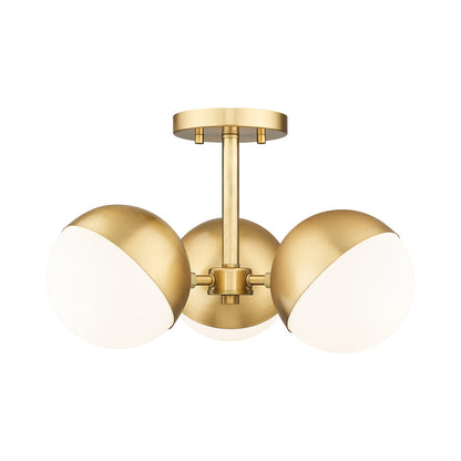 Realm Sphere Semi Flush Mount Ceiling Light in Modern Gold.