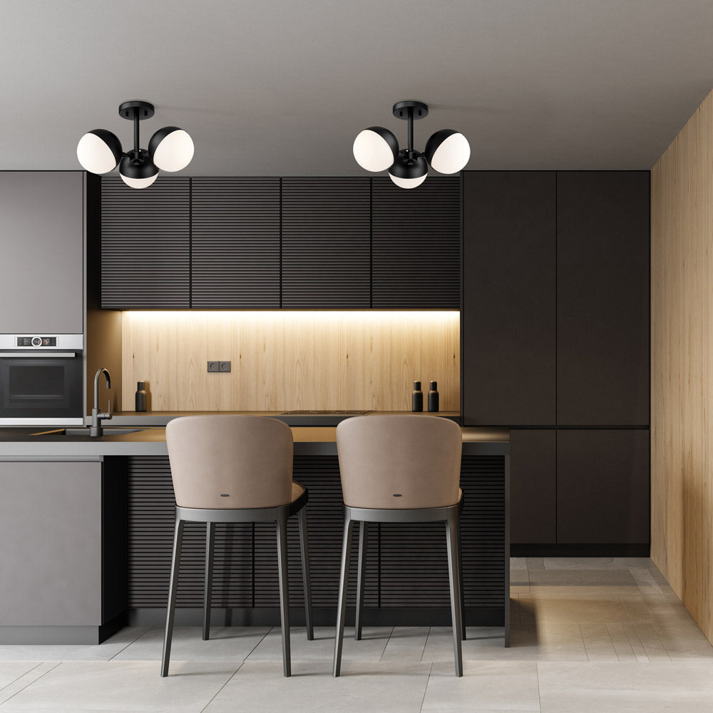 Realm Sphere Semi Flush Mount Ceiling Light in kitchen.