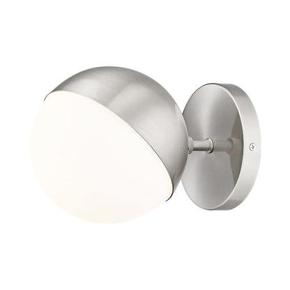 Realm Sphere Wall Light in Brushed Nickel.