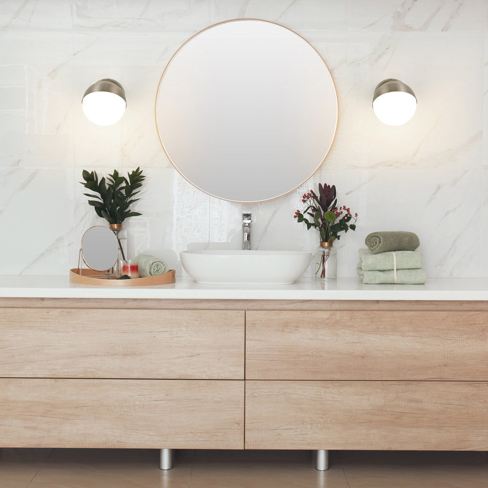 Realm Sphere Wall Light in bathroom.