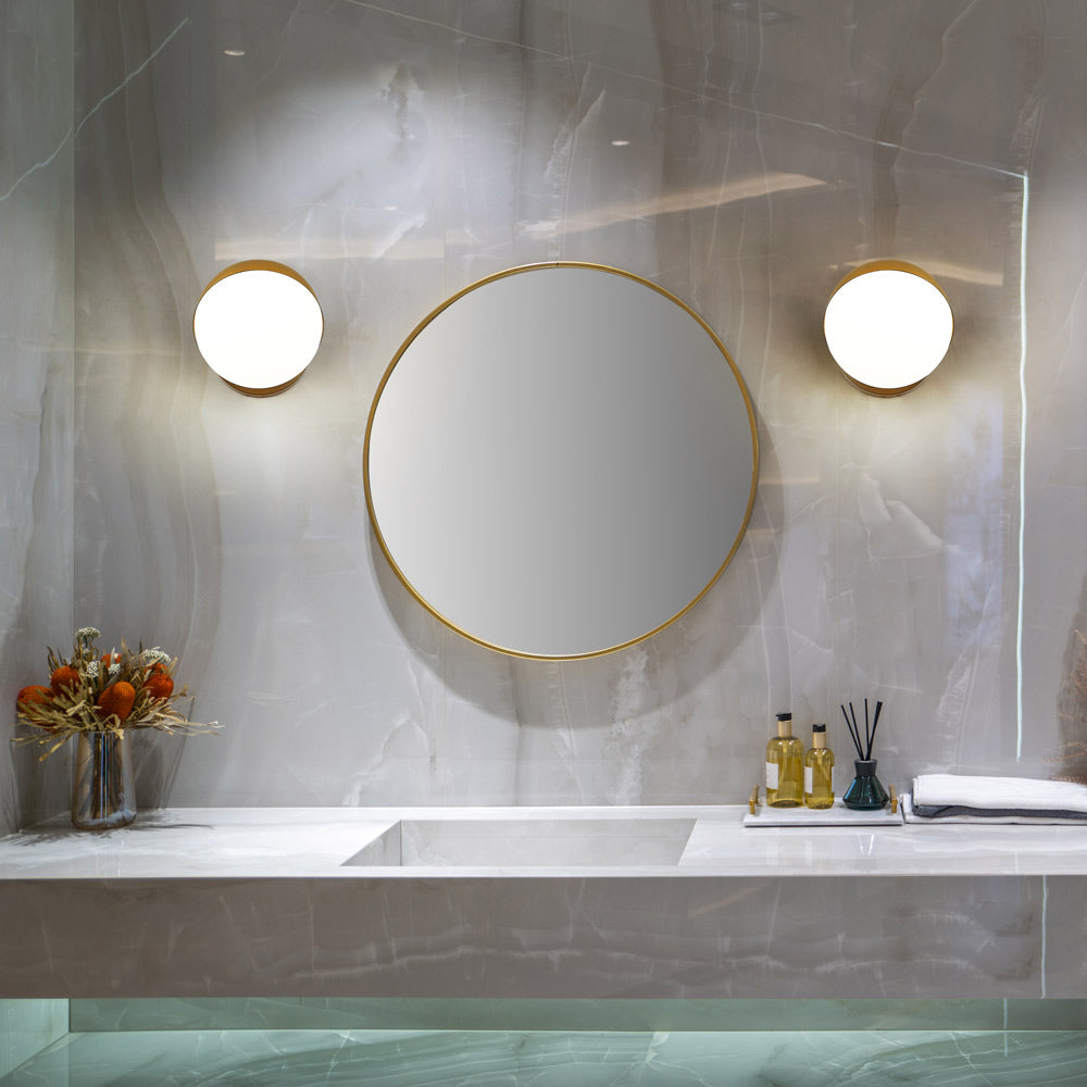 Realm Sphere Wall Light in bathroom.