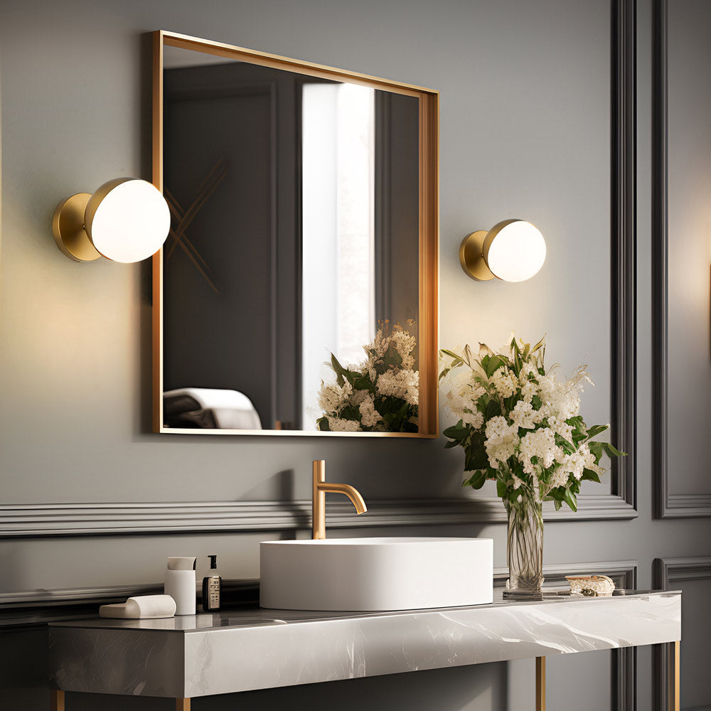 Realm Sphere Wall Light in bathroom.