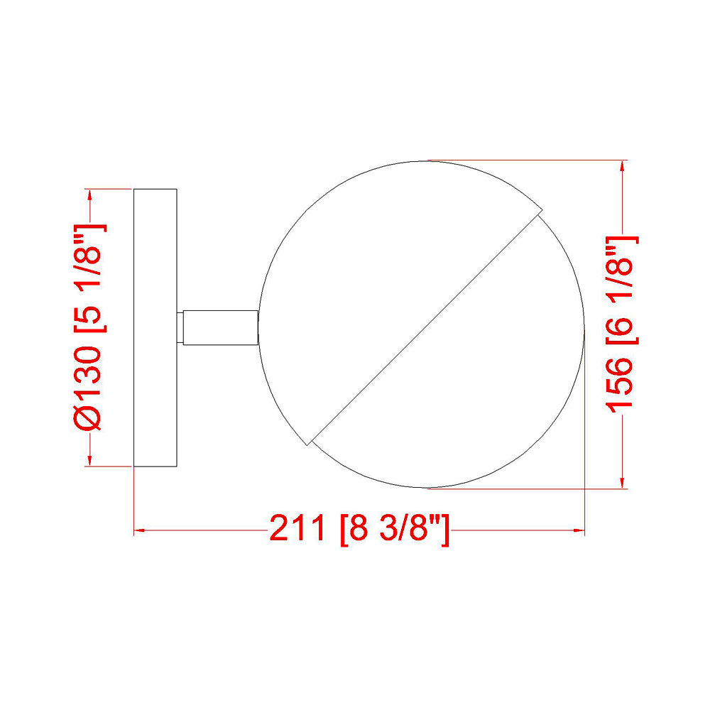 Realm Sphere Wall Light - line drawing.