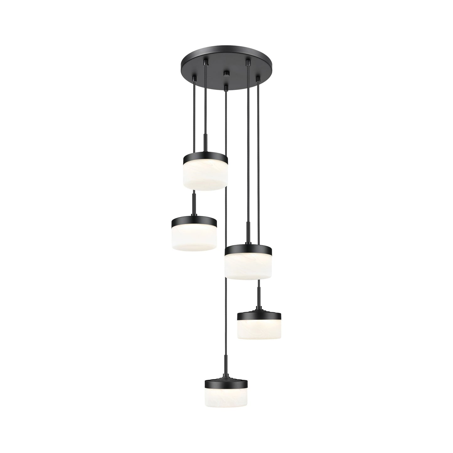 Renaud LED Chandelier in Matte Black (5-Light).