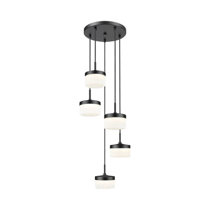 Renaud LED Chandelier in Matte Black (5-Light).