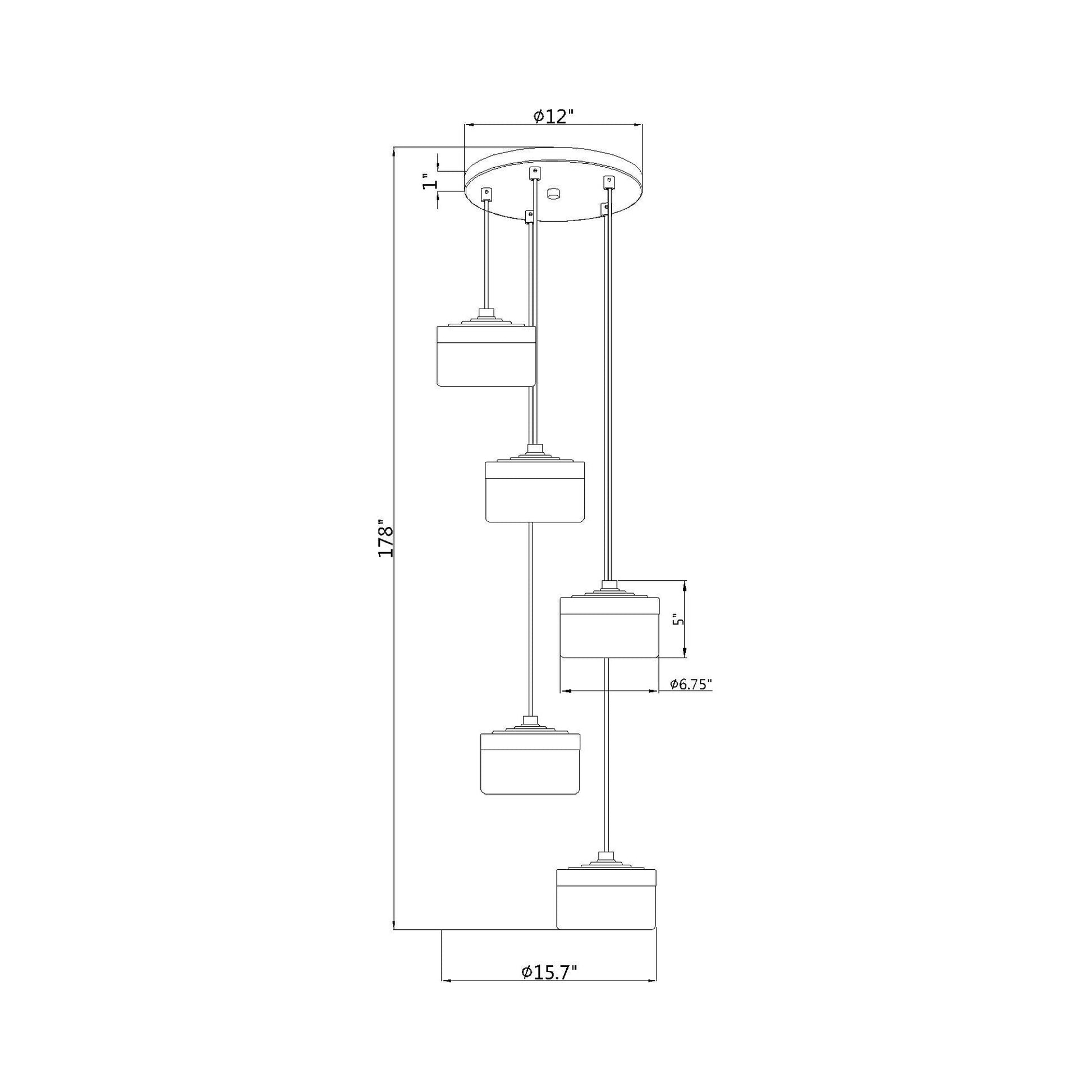 Renaud LED Chandelier - line drawing.