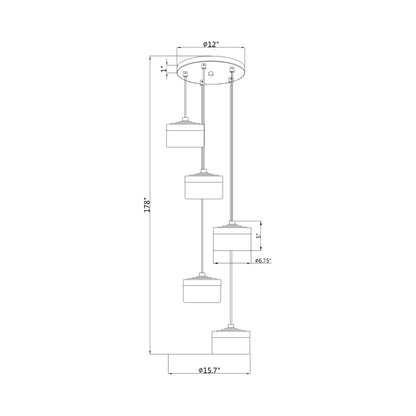 Renaud LED Chandelier - line drawing.