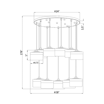 Renaud LED Chandelier - line drawing.