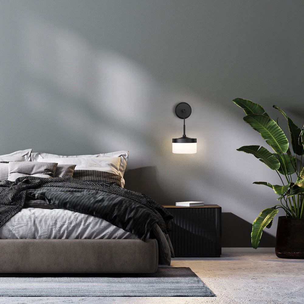 Renaud LED Wall Light in bedroom.