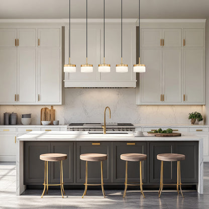 Renaud Linear LED Chandelier in kitchen.