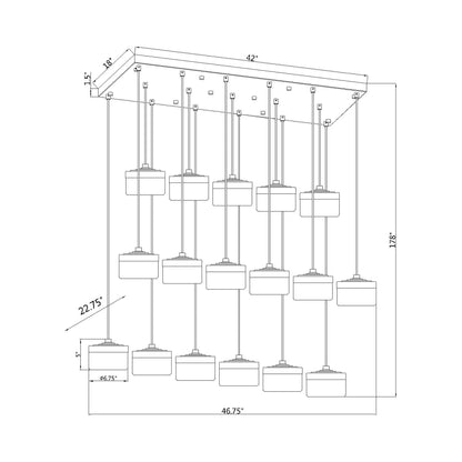 Renaud Linear LED Chandelier - line drawing.