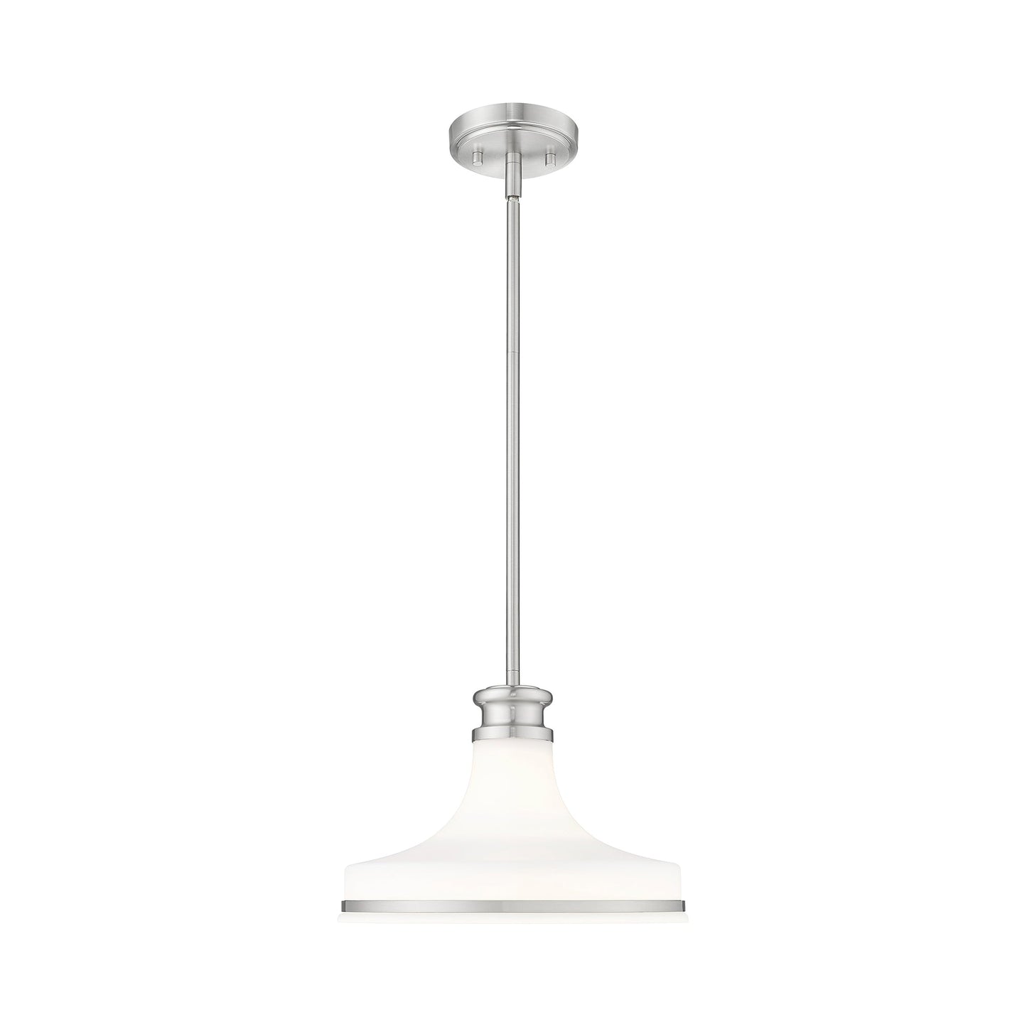 Reznor Pendant Light in Brushed Nickel (12-Inch).