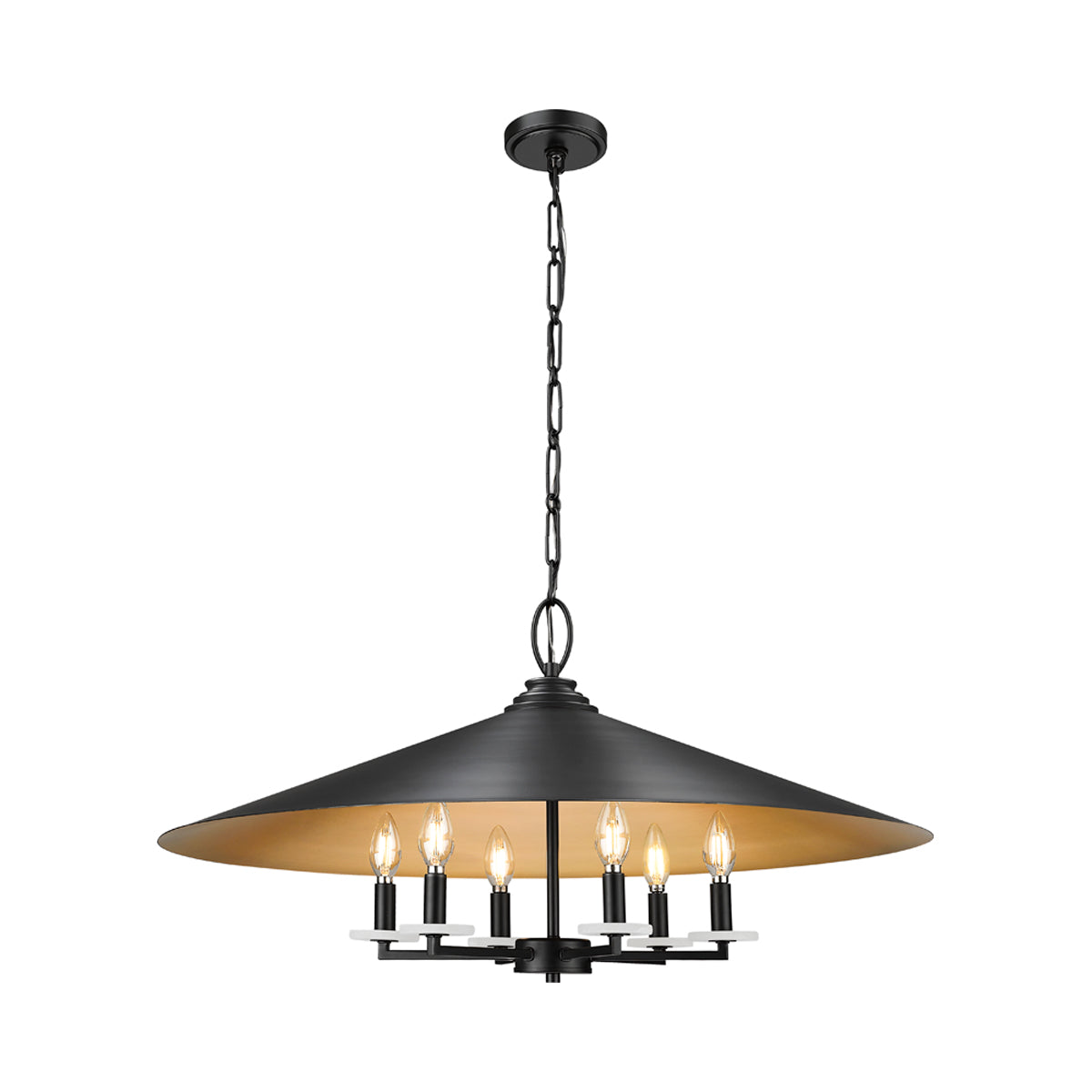 Rialto Pendant Light in Matte Black (6-Light).