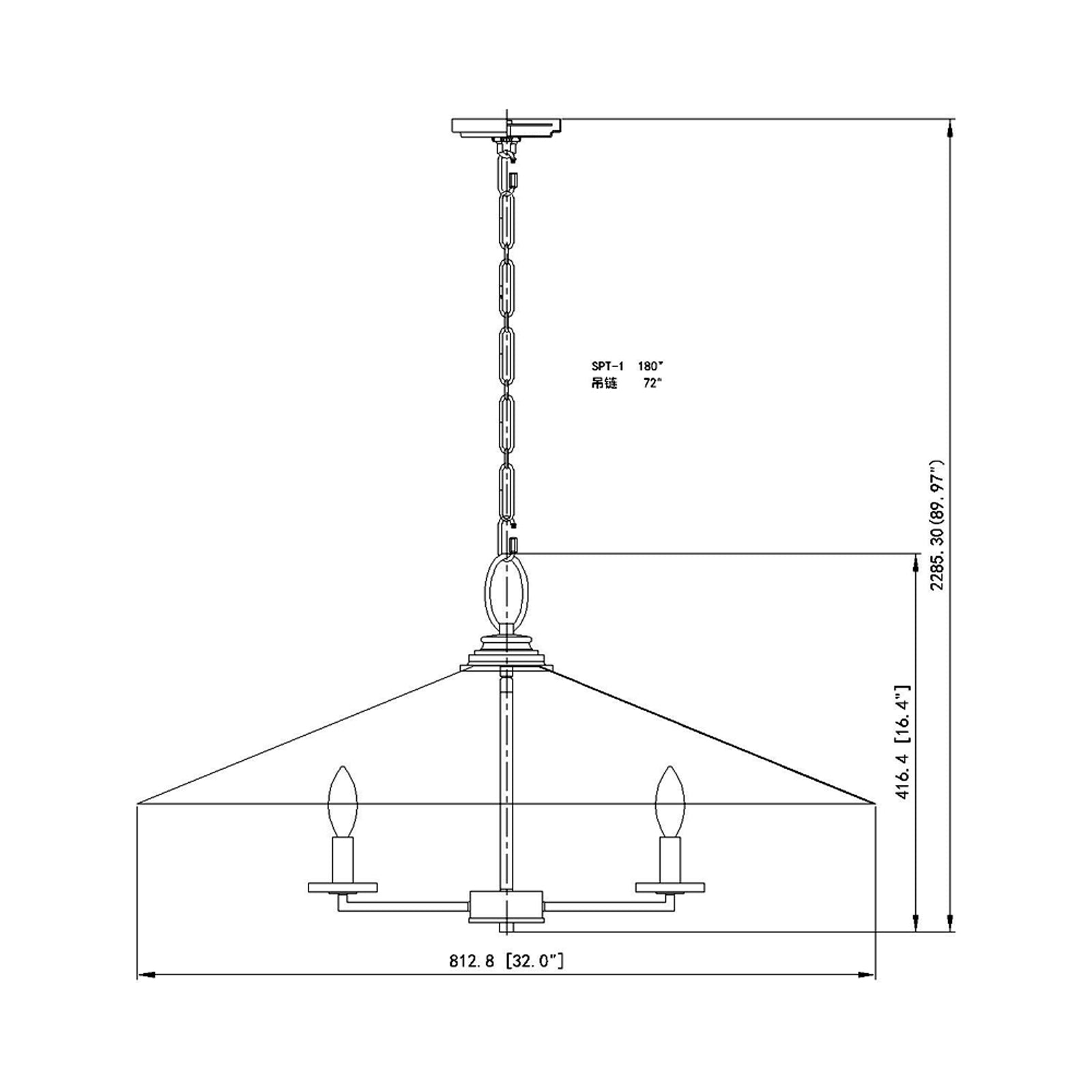 Rialto Pendant Light - line drawing.