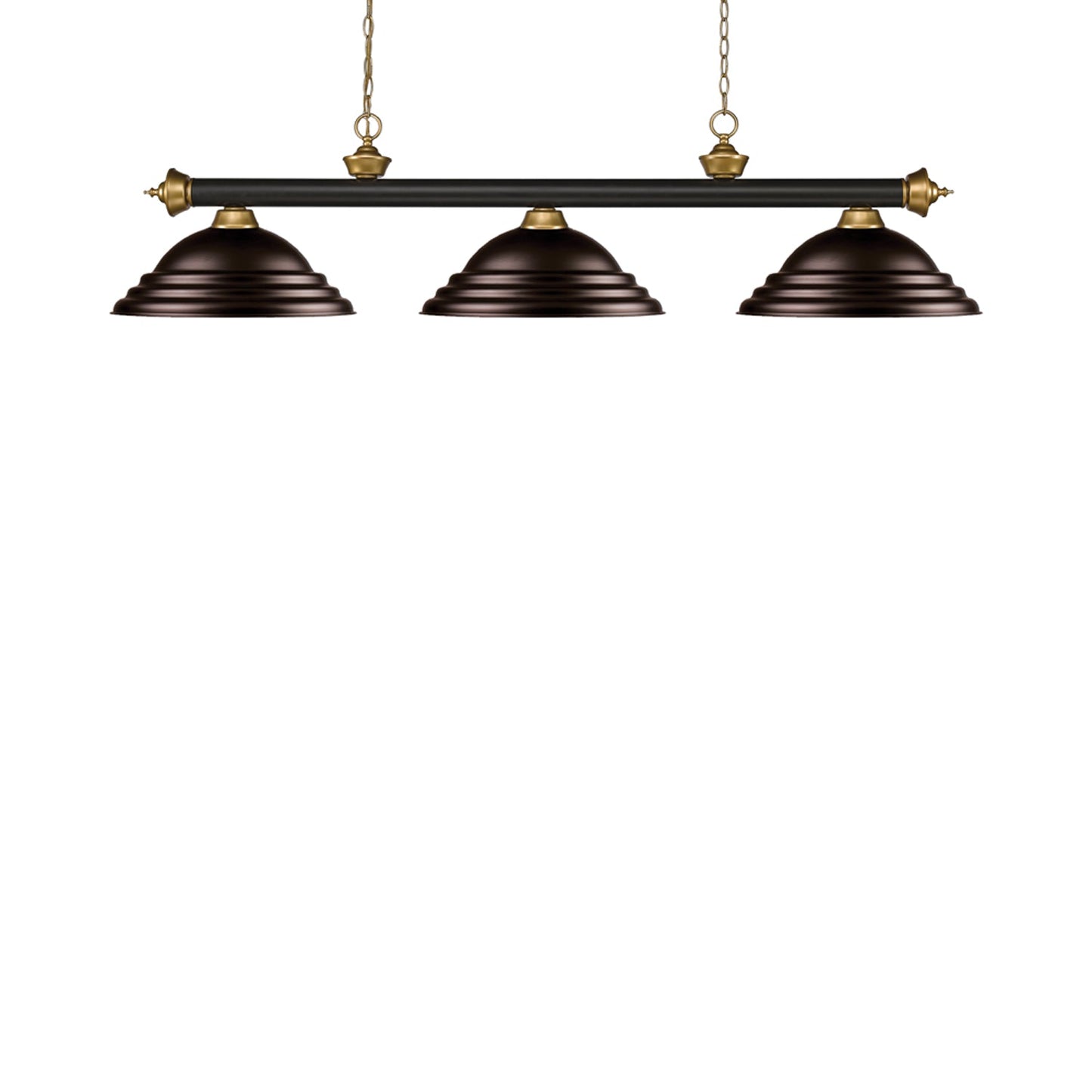 Riviera Billiard Pendant Light in Bronze/Satin Gold/Bronze.