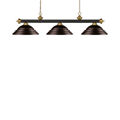 Riviera Billiard Pendant Light in Bronze/Satin Gold/Bronze.
