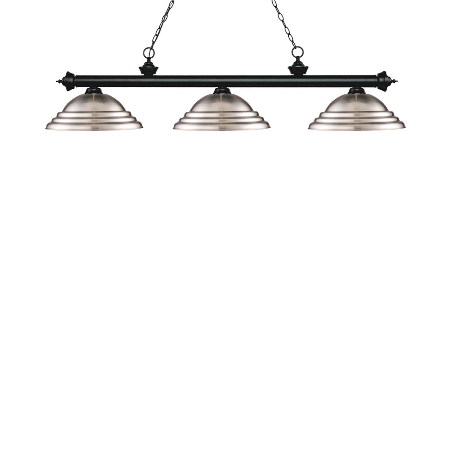Riviera Billiard Pendant Light in Matte Black/Brushed Nickel.
