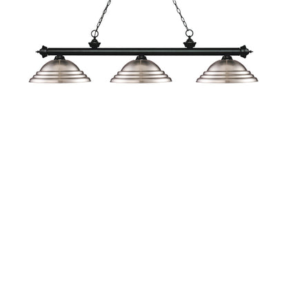 Riviera Billiard Pendant Light in Matte Black/Brushed Nickel.