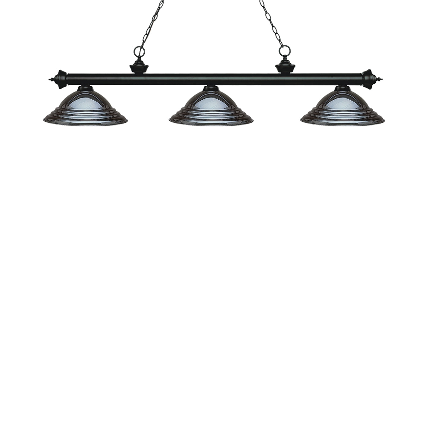 Riviera Billiard Pendant Light in Matte Black/Gun Metal.