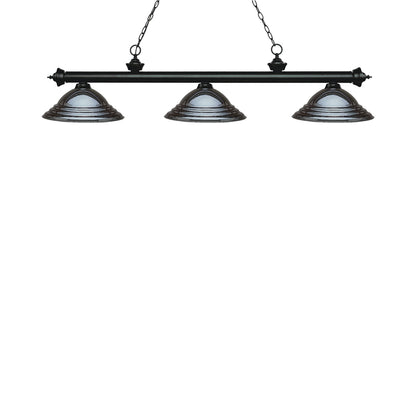 Riviera Billiard Pendant Light in Matte Black/Gun Metal.