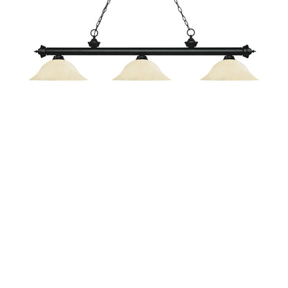 Riviera Bowl Billiard Pendant Light in Matte Black/Golden Mottle.