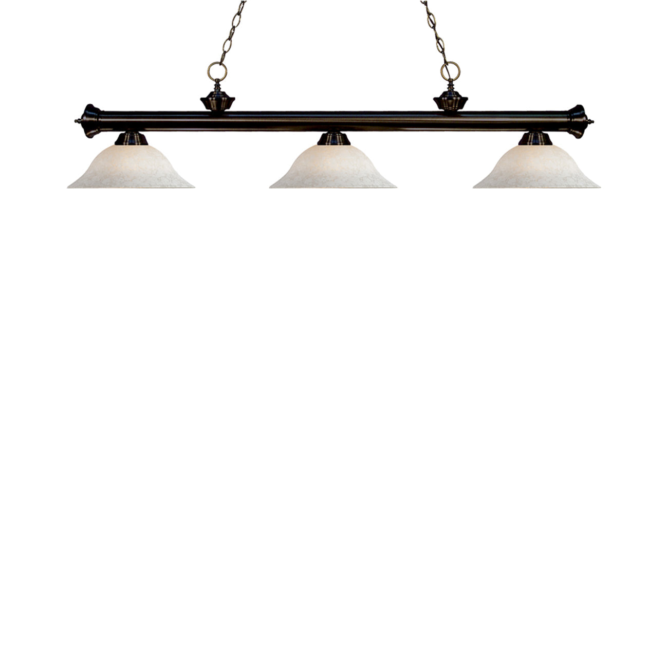Riviera Bowl Billiard Pendant Light in Bronze/White Mottle.