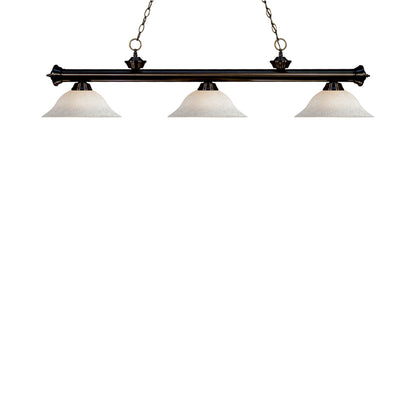 Riviera Bowl Billiard Pendant Light in Bronze/White Mottle.