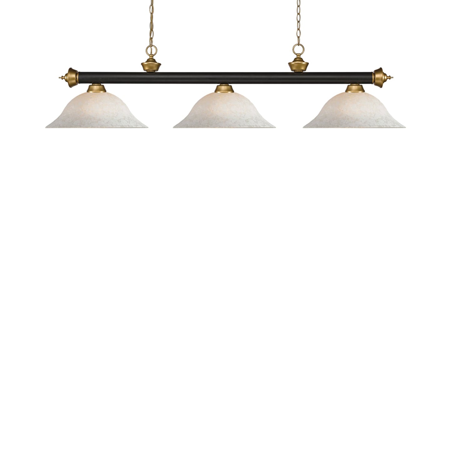 Riviera Bowl Billiard Pendant Light in Bronze/Satin Gold/White Mottle.