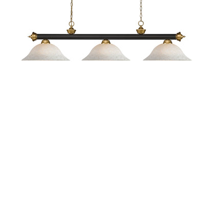 Riviera Bowl Billiard Pendant Light in Bronze/Satin Gold/White Mottle.
