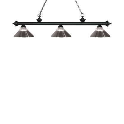 Riviera Bowl Pendant Light in Matte Black/Clear Ribbed/Brushed Nickel.