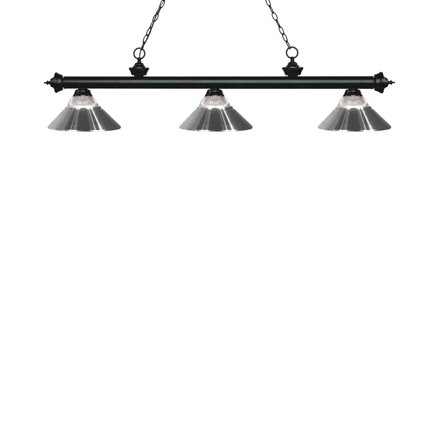 Riviera Bowl Pendant Light in Matte Black/Clear Ribbed/Chrome.