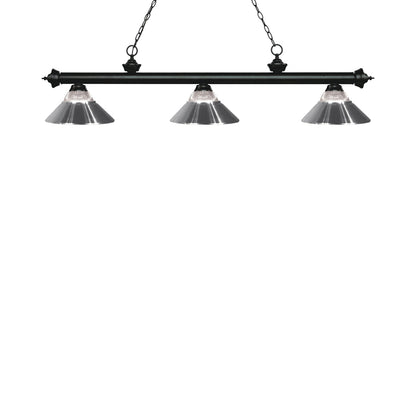 Riviera Bowl Pendant Light in Matte Black/Clear Ribbed/Chrome.