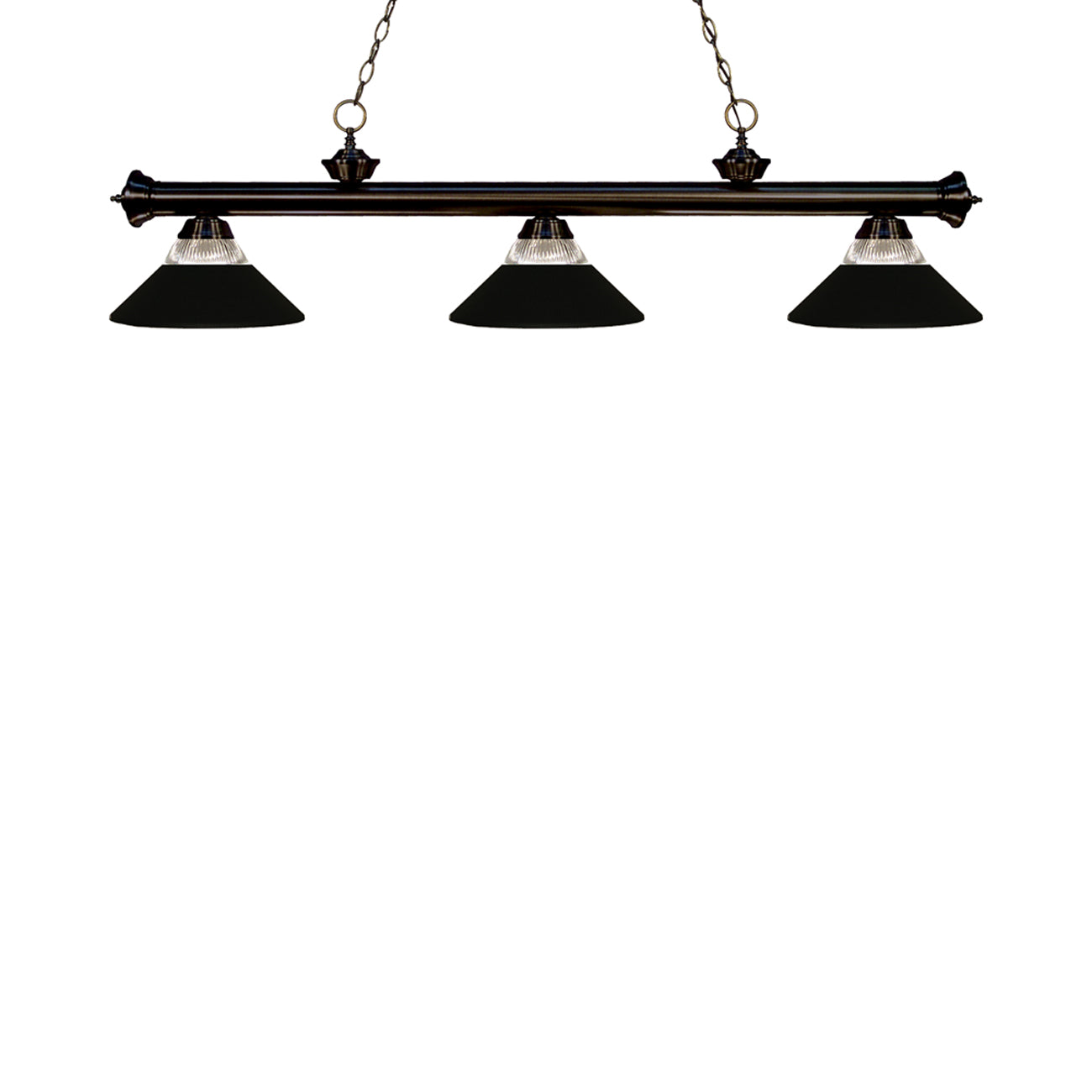 Riviera Bowl Pendant Light in Bronze/Clear Ribbed/Matte Black.