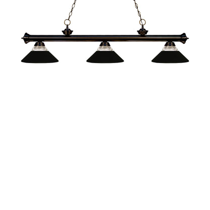 Riviera Bowl Pendant Light in Bronze/Clear Ribbed/Matte Black.