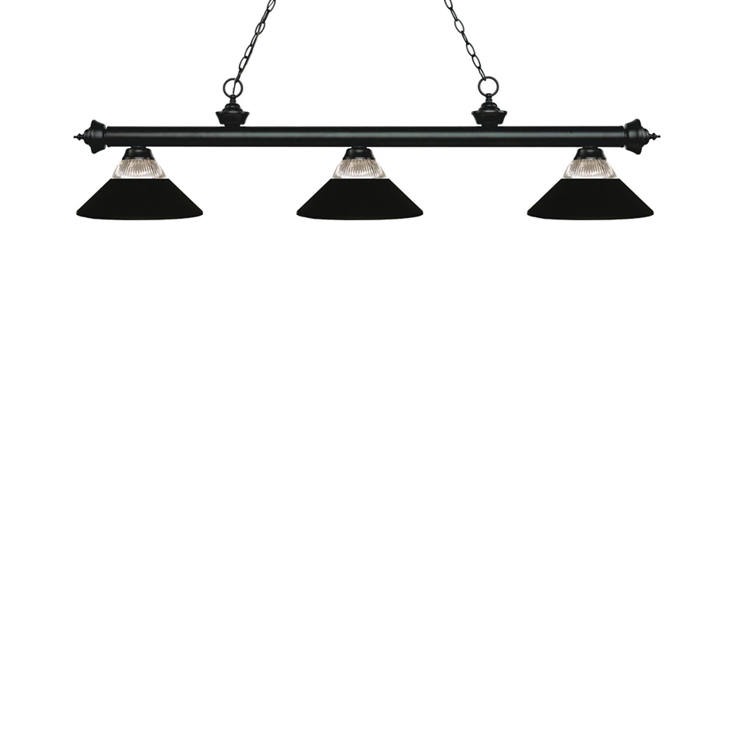 Riviera Bowl Pendant Light in Matte Black/Clear Ribbed/Matte Black.