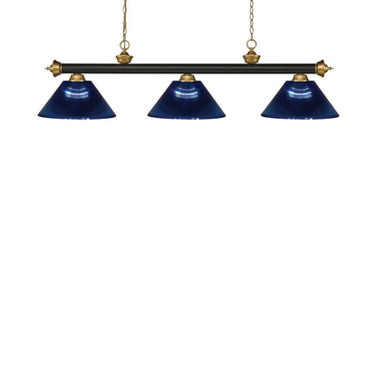 Riviera Bowl Pendant Light in Bronze/Satin Gold/Dark Blue.