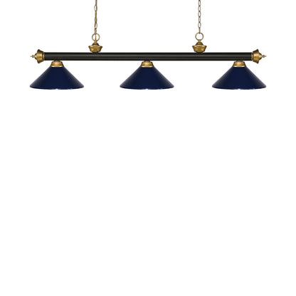 Riviera Bowl Pendant Light in Bronze/Satin Gold/Navy Blue.
