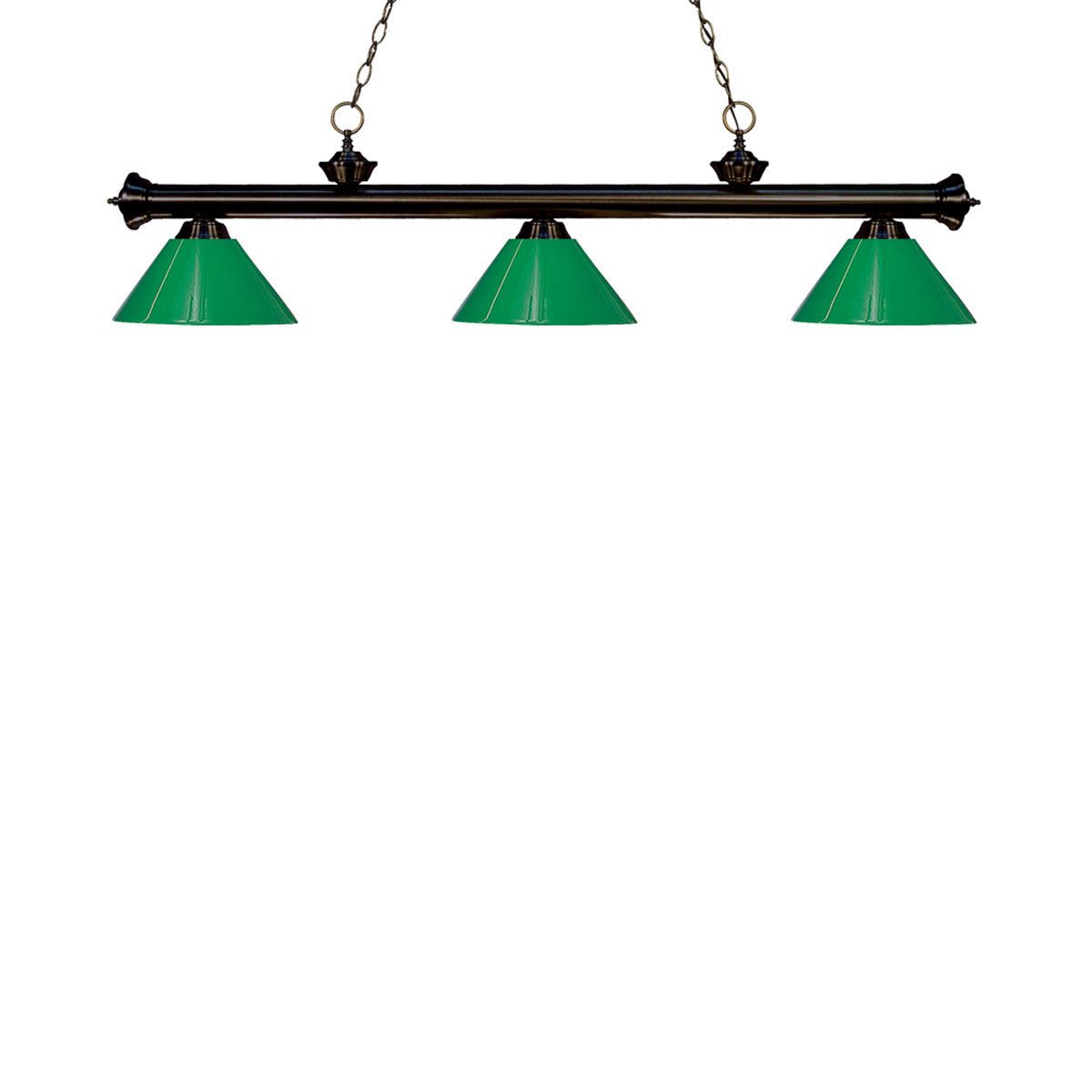 Riviera Bowl Pendant Light in Bronze/Plastic Green.