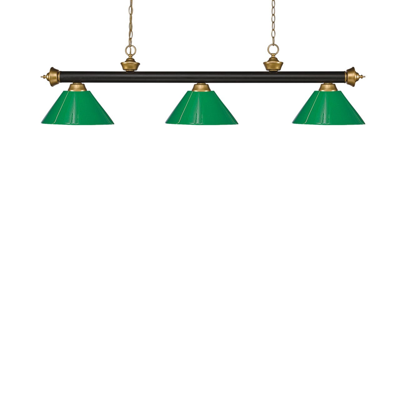 Riviera Bowl Pendant Light in Bronze/Satin Gold/Plastic Green.