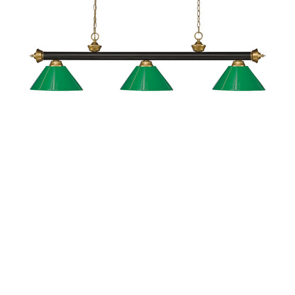 Riviera Bowl Pendant Light in Bronze/Satin Gold/Plastic Green.