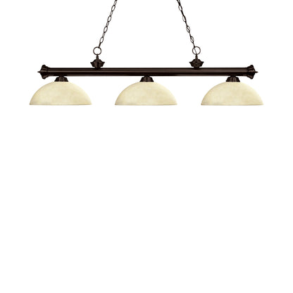 Riviera Dome Billiard Pendant Light in Bronze/Golden Mottle.