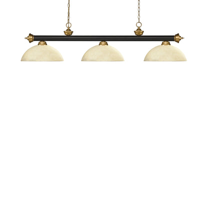 Riviera Dome Billiard Pendant Light in Bronze/Satin Gold/Golden Mottle.