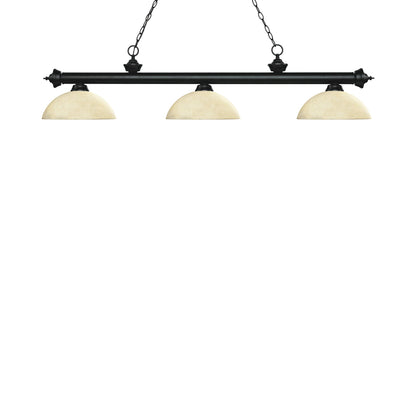 Riviera Dome Billiard Pendant Light in Matte Black/Golden Mottle.