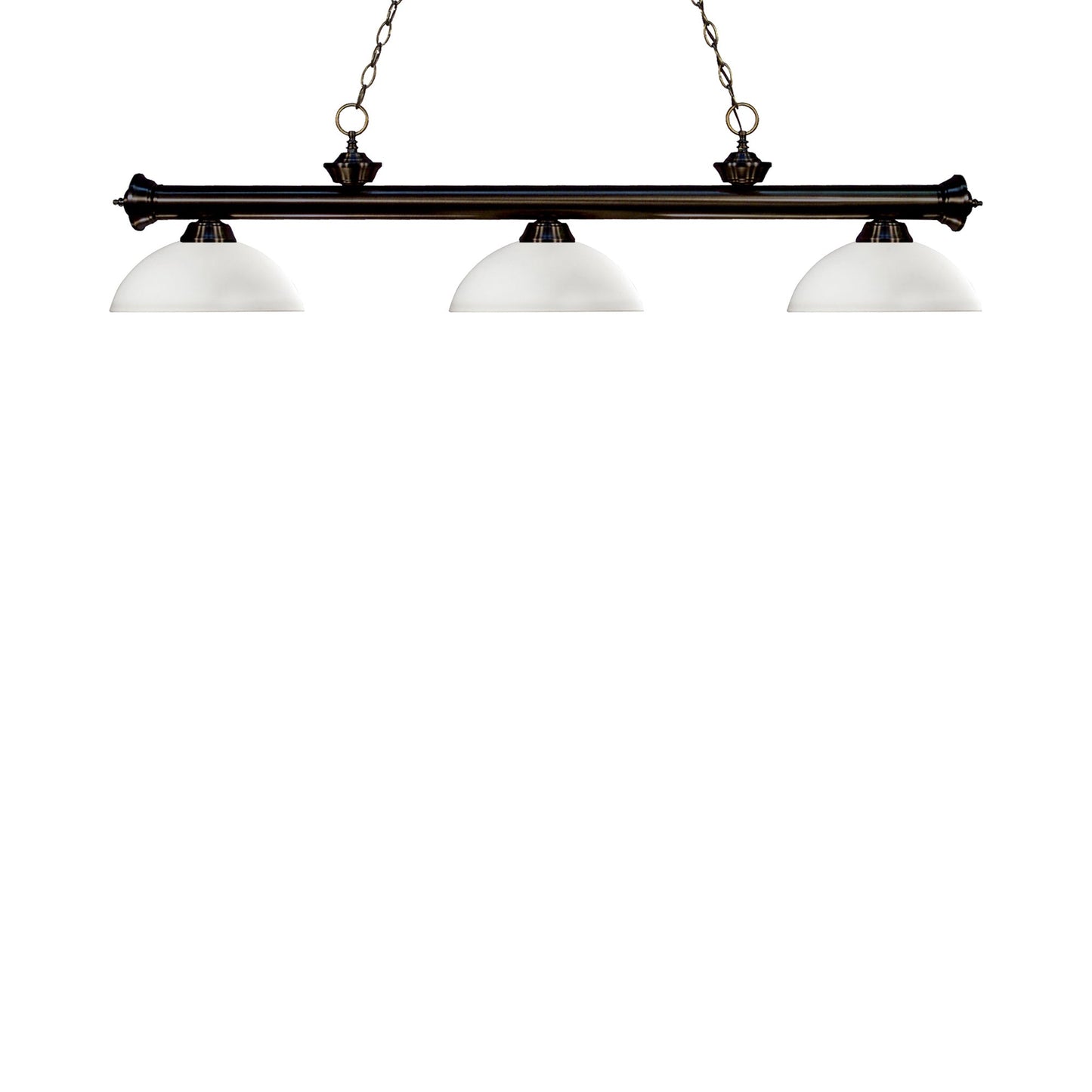 Riviera Dome Billiard Pendant Light in Bronze/Matte Opal.