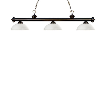 Riviera Dome Billiard Pendant Light in Bronze/Matte Opal.