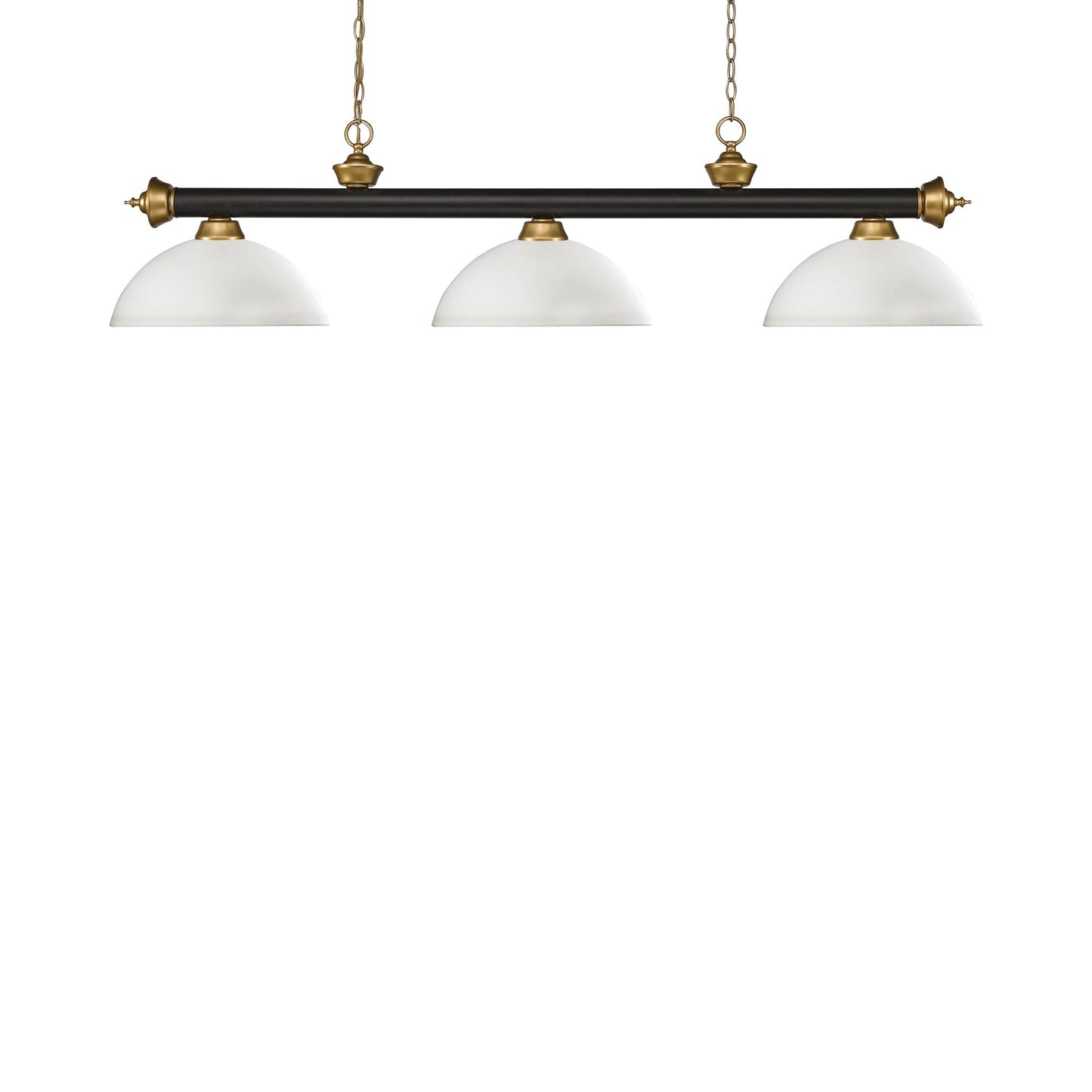 Riviera Dome Billiard Pendant Light in Bronze/Satin Gold/Matte Opal.