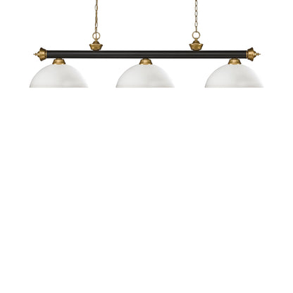 Riviera Dome Billiard Pendant Light in Bronze/Satin Gold/Matte Opal.