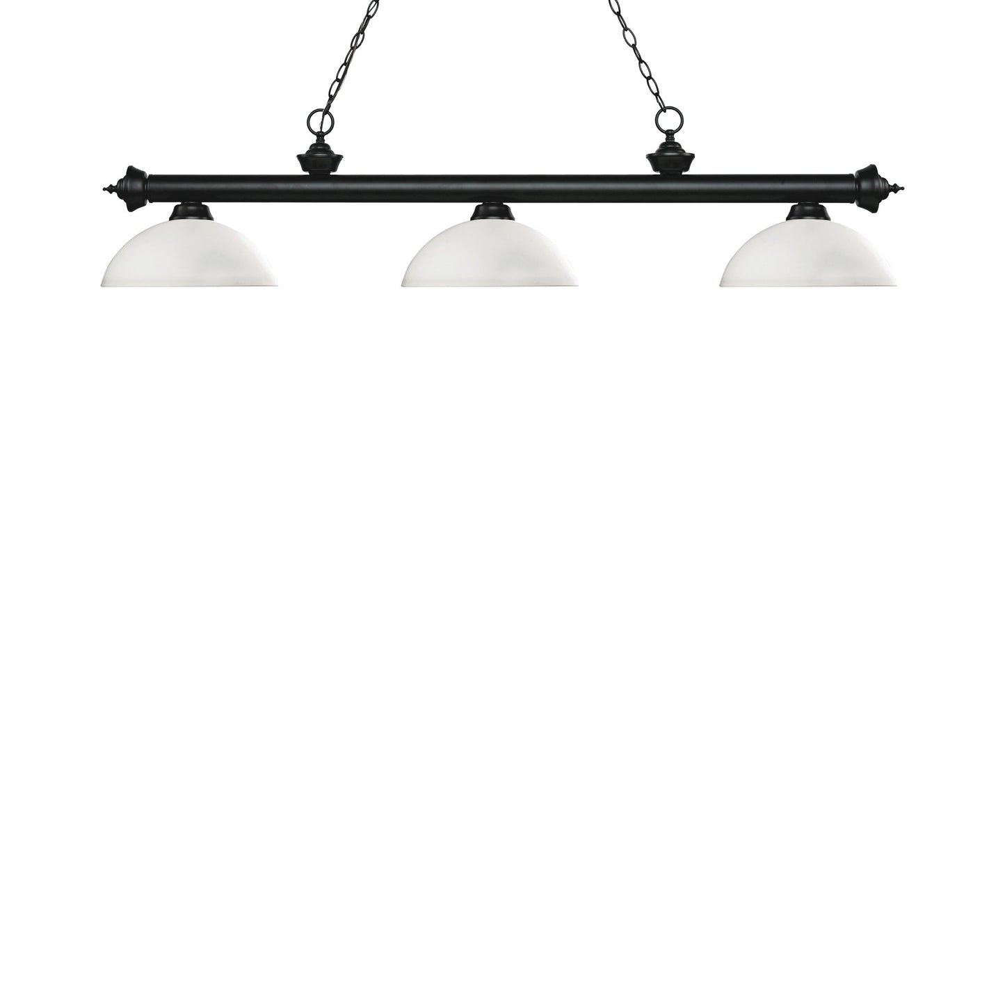 Riviera Dome Billiard Pendant Light in Matte Black/Matte Opal.