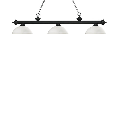 Riviera Dome Billiard Pendant Light in Matte Black/Matte Opal.